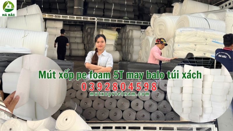 Mút xốp pe foam 5T may balo túi xách, công ty sản xuất mút xốp pe foam 5T may balo túi xách tại Đức Hòa, Long An
